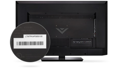 Find your serial number on the back of the TV on the sticker